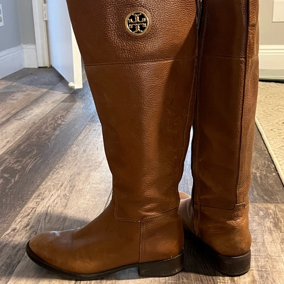 TORY BURCH Junction Riding Boot, Extended Calf, Size 8.5, Almond - Picture 2 of 8